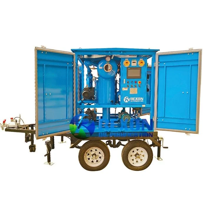 Máy lọc dầu máy biến áp chân không hai cấp gắn rơ-moóc 4 bánh Rexon
